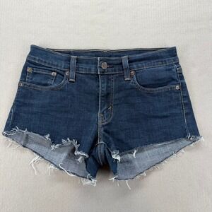 Levi's Denim Shorts Womens 27 Dark Blue Raw Hem Stretch 29965-0000